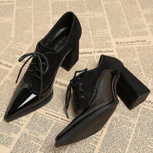 Black Elegant Women's Pointed Toe Low Vamp High Heel Shoes